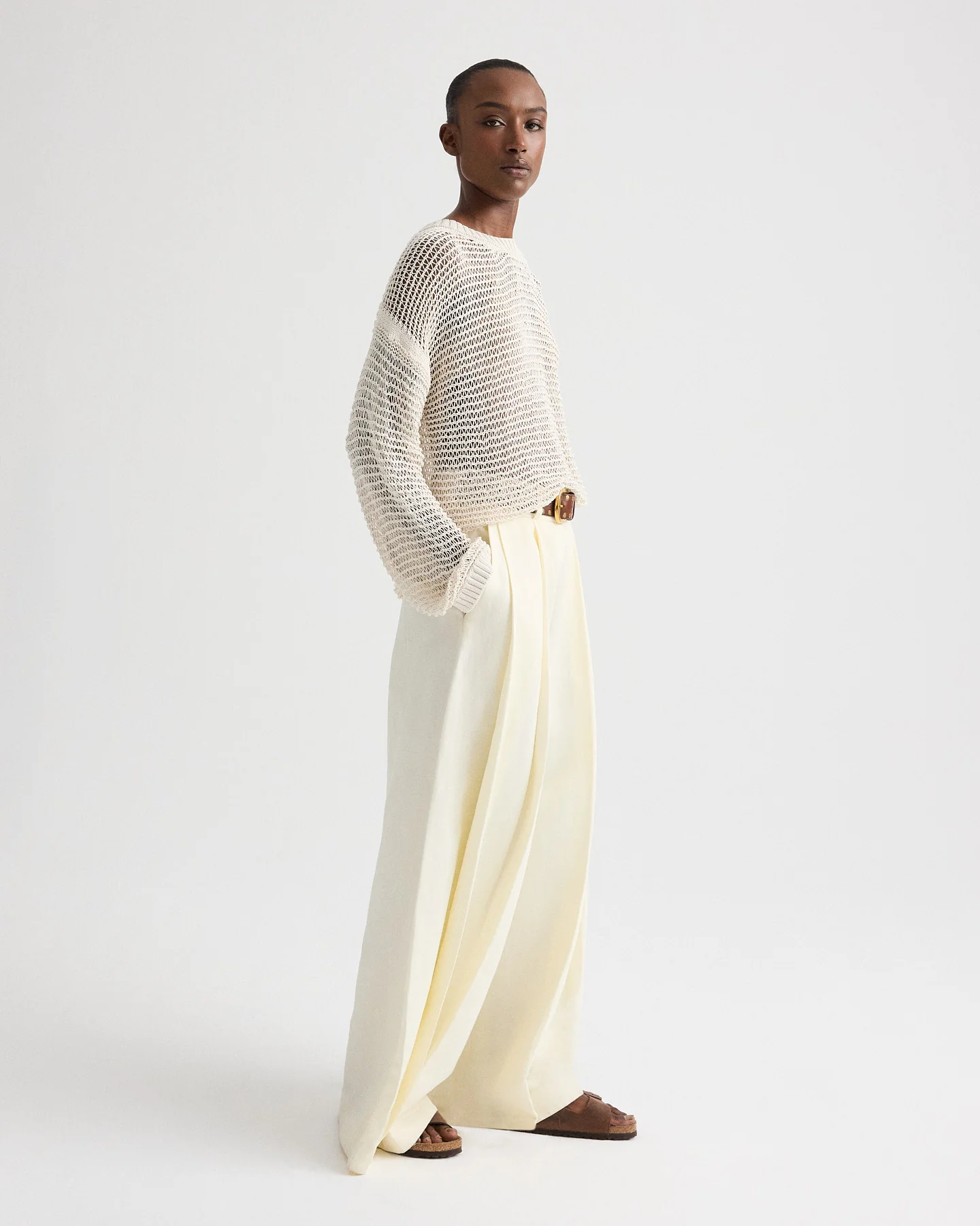 Wide Crew L/S Pullover in Silk Blend Yarn - Image 4